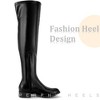 Perphy Women's Round Toe Low Chunky Heel Over the Knee High Boots - 4 of 4