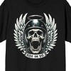 Skull with Wings and Halo, Ride or Die, Helmet on Black Short Sleeve Adult T-Shirt - 2 of 4