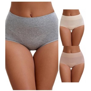 INSPIRE CHIC 3 Packs Leak Proof Briefs for Women's Cotton High Waist Elastic Waistband Period Underwear - 1 of 4