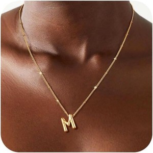 Sterling Silver Balloon Letter Necklace Satellite Bead Chain Personalized Gift - 1 of 4