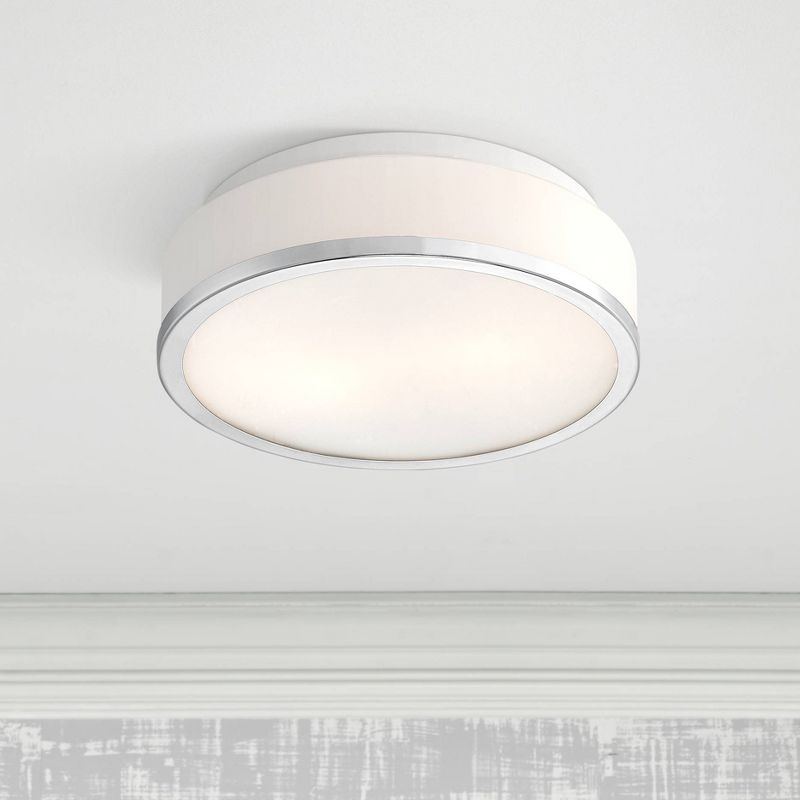 Possini Euro Design Mavis Modern Ceiling Light Flush Mount Fixture 10 1/4" Wide Chrome 2-Light White Opal Glass Shade for Bedroom Kitchen Living Room, 2 of 7