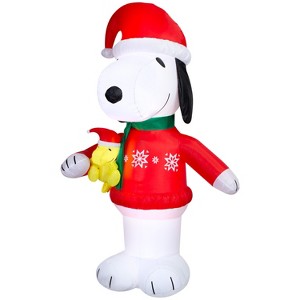 Gemmy Christmas Airblown Inflatable Snoopy in Snowflake Sweater Peanuts, 8 ft Tall, Multicolored - 1 of 4
