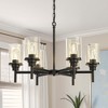 DORESshop 6-Light Black Farmhouse Chandelier Adjustable Height with Clear Glass Shades for Kitchen Island Dining Room - 2 of 4