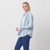 erika Women's Jackie Long Sleeve Roll Tab Stripe Shirt | Blue Green - 4 of 4