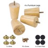 Unique Bargains Wood Furniture Sofa Dresser Legs Round Mid-Century Modern Replacement Feet Set of 4 - 4 of 4