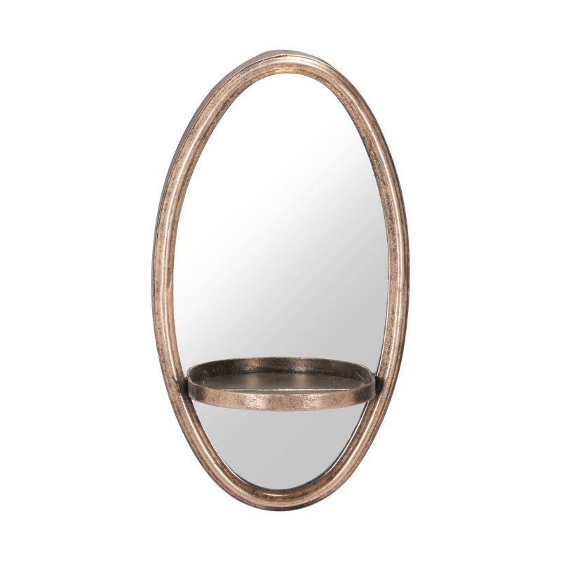 ZM Home 12" Luxe Oval Mirrored Shelf Gold, 3 of 7