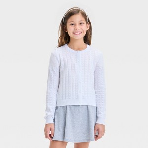 Girls' Long Sleeve Pointelle Cardigan - Cat & Jack™ - 1 of 3