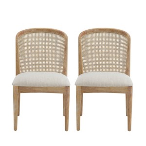 Christopher Knight Home Whim Rubber Wood Dining Chair with Rattan Back (Set of 2) - 1 of 4