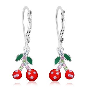 Chanteur Hypoallergenic Kids Jewelry Accessories Cherry Red CZ White Gold Palladium Plating Earrings leverback is made from 925 Sterling silver - 1 of 1