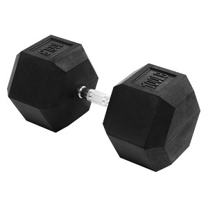 Signature Fitness Hex Single Dumbbell Non-Slip Free Weights Full Body Strength Training Home Gym Workout Equipment Set, 100 Pound, Black - 1 of 4