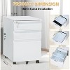 Acekool 3-Drawer Mobile File Cabinet - Locking Storage w/ Anti-Tip Wheels, Fits Letters/Legal/A4 Files, Under-Desk Organizer, Black - 3 of 4