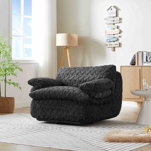 APRILSOUL Swivel Sofa Chair Ergonomic Design, 360 Swivel, Premium Fabric, High-Density Memory Foam,for Lounging Gaming Reading Napping,Black - 1 of 4