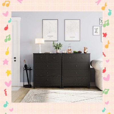 Garvee Elegant 5-Drawer Wooden Dresser – Modern Storage Unit with Metal Handles for Bedroom, Living Room, or Hallway