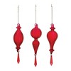 Red Ribbed Glass Drop Ornament with Jewel (Set of 3) - 2 of 2