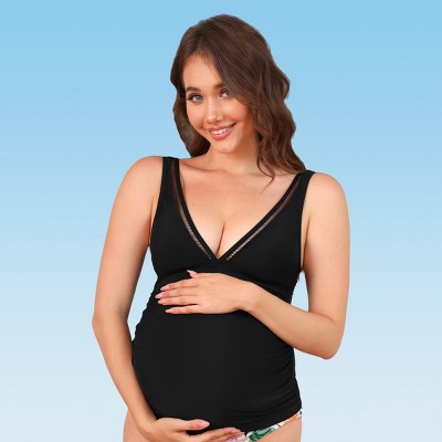 Women's Maternity Cross-Back Tankini Swim Top - Cupshe