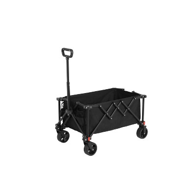 DOMETOUR Folding Wagon Cart with All Terrain Wheels, Heavy Duty Garden Cart, Adjustable Handle, Outdoor Utility Wagon for Camping, Shopping, Sports