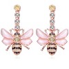 Guili Sterling Silver Rose Gold Plated Dangling Bee Earrings with Colored Cubic Zirconia, a Playful and Elegant Design for Unique Beauty - 2 of 3