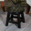FURNIinspire Ottomans And Benches Carved Wooden Step Stool Fun Designs Premium Rubberwood Versatile Use, Butterflies Style, Black 11.00"*11.00"*10.00" - 2 of 4