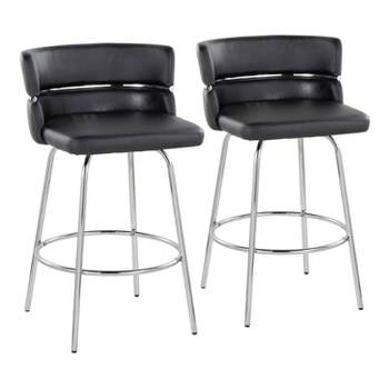 Set of 2 Cinch-Claire Counter Height Barstools Chrome/Black - LumiSource