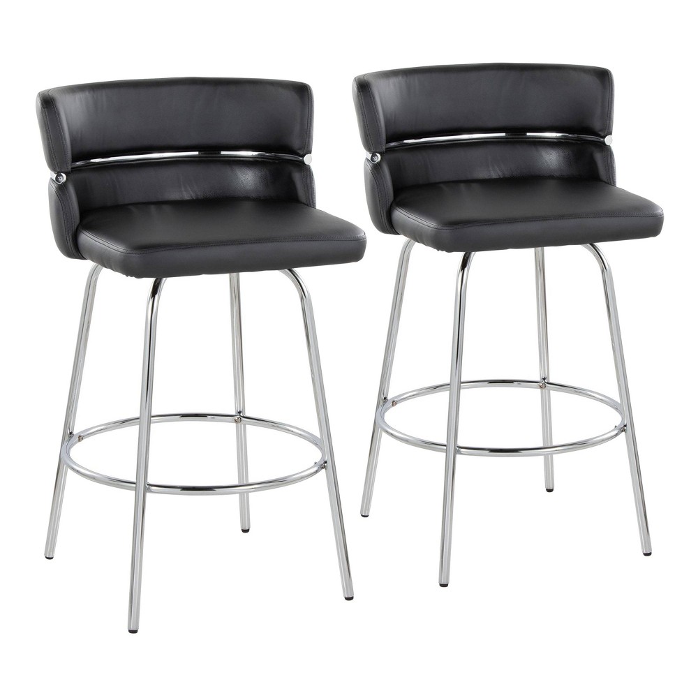 Photos - Storage Combination Set of 2 Cinch-Claire Counter Height Barstools Chrome/Black - LumiSource