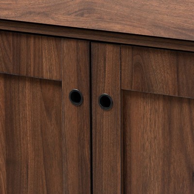 Walnut Brown 2-Door Wood Entryway Shoe Storage Cabinet