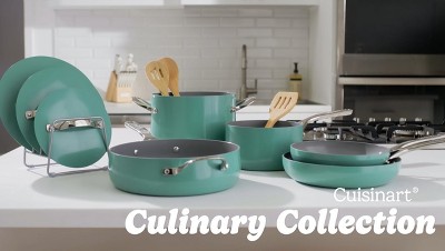 Cuisinart Culinary Collection 12pc Ceramic Cookware Set Blue: Nonstick, Stainless Steel Handles, Gas & Electric Compatible, 2 of 9, play video