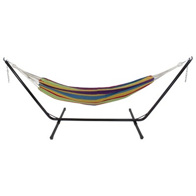 Northlight 72" x 57" Striped Woven Double Brazilian Hammock - Yellow/Blue