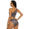 Womens One Shoulder Tankini Sets Hollow Sexy Textured Swimwear Sets Cute Swimsuit for Beach Summer Vacation - 2 of 4