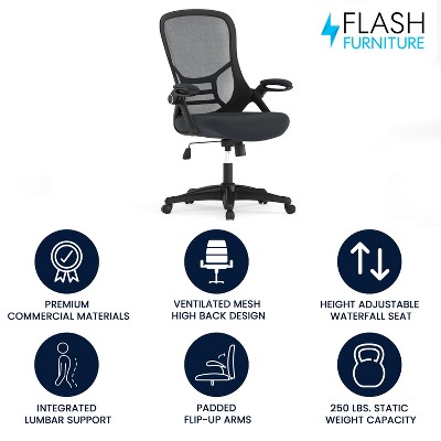 ErgoFlex Dark Gray Mesh Executive Swivel Chair with Adjustable Arms