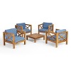 Christopher Knight Home Brava Outdoor Acacia Wood 4 Seater Club Chair Chat Set with Cushions - 2 of 4