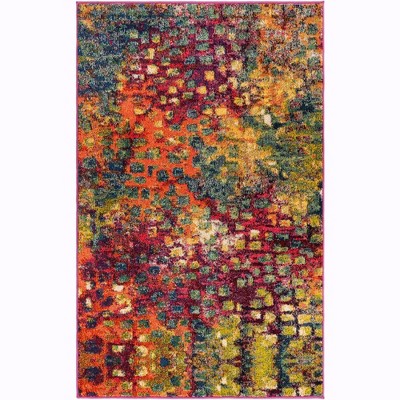 Colorful Abstract Tufted 8' x 10' Synthetic Area Rug