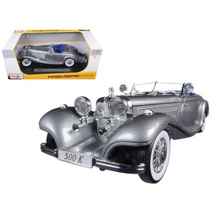 1936 Mercedes 500K Special Roadster Grey 1/18 Diecast Model Car by Maisto - 1 of 3