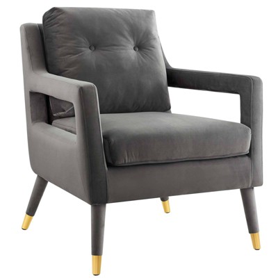 Premise Accent Lounge Performance Velvet Armchair Gray - Modway