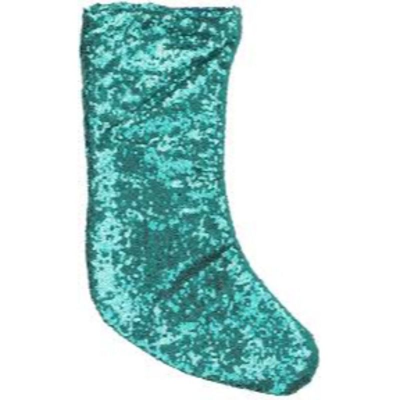 Northlight 17.5" Teal Green Paillette Sequins Hanging Christmas Stocking, 3 of 4