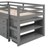 PAGED Simple Wooden Low Loft Bed Bunk Bed with Movable Desk, Twin Size Bed Frame with Storage, Ladder and Guardrail for Kids, Teens - 3 of 4