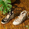 Allegra K Women's Square Toe Lace Up Platform Espadrilles Wedge Heel Sandals - 2 of 4