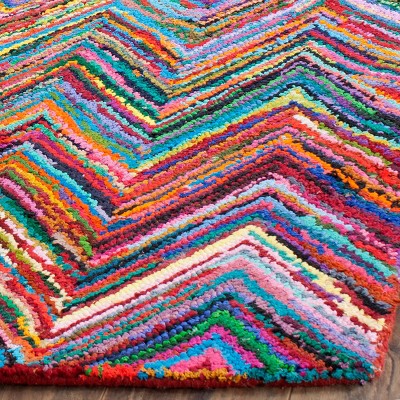 Handmade Pink and Multi Cotton Tufted Round Rug