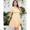 LXT- Women's Plus Size Square Neck Ruffle Sleeve Flowy Floral Summer Midi Dress with Pockets - 3 of 4