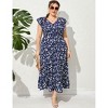 Womens Plus Size Casual Sleeveless Maxi Dress Ruffle Sleeve A Line Swing Summer Maxi Dress with Pockets - 3 of 4