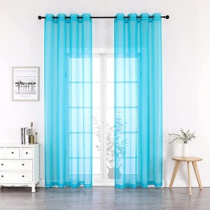 GoodGram Montauk Accents 2 Piece Grommet Top Summery Sheer Voile Window Curtain Panels For Extra Long & Taller Windows - 1 of 3