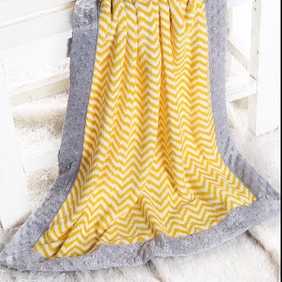 Bacati - Yellow Chevron with Solid Border Blanket (Yellow Chevron/Grey Border)