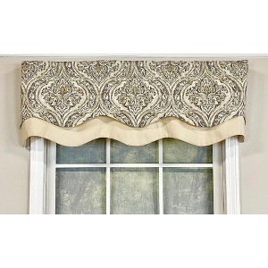 RLF Home Diamond Damask Glory Window Valance 3" Rod Pocket Layered, 50" x 16" - 1 of 4