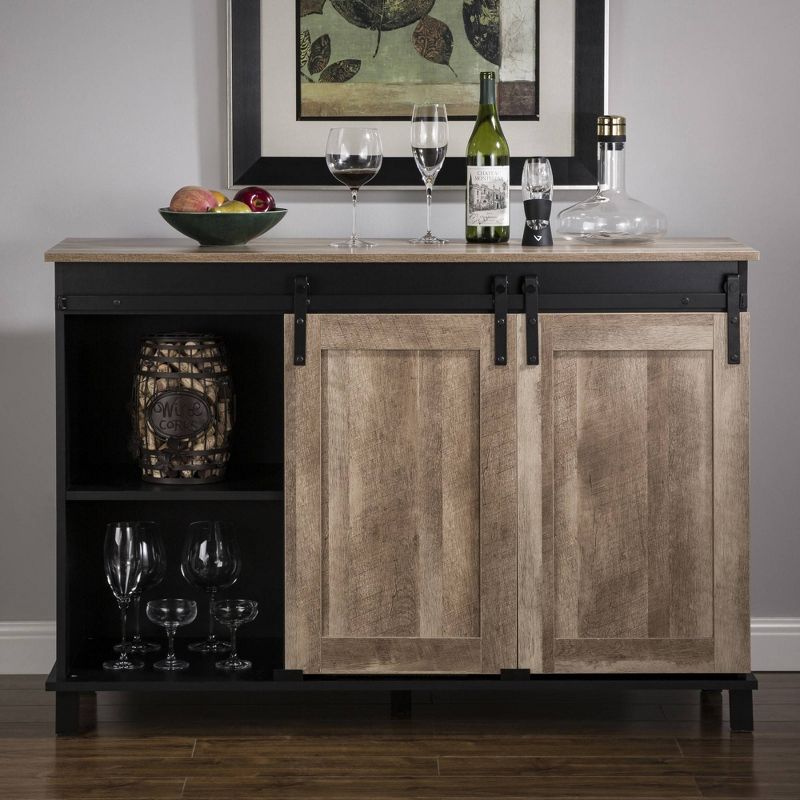 Modern Industrial Storage Cabinet with Sliding Doors Natural/Black - Glitzhome, 4 of 13