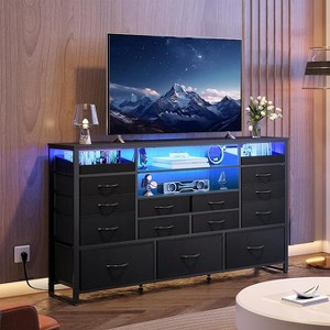 GALAXHERO TV Stand for 55-65 Inch TVs – with 15-Drawers and Open Shelves,Built-in Charging Station & LED Lights for Living Room & Hallway - 1 of 1
