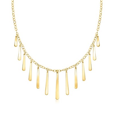 Ross-Simons Italian 18kt Gold Over Sterling Elongated Multi-Teardrop Necklace Size 18
