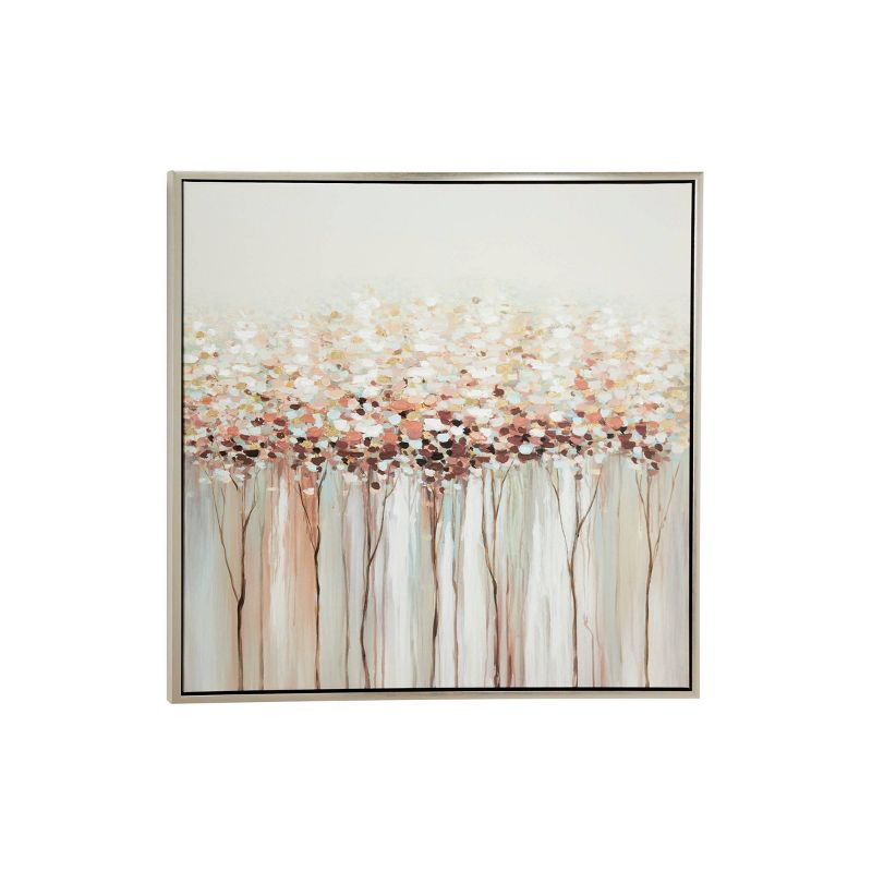 Canvas Tree Framed Wall Art with Silver Frame White - Olivia &#38; May, 1 of 17