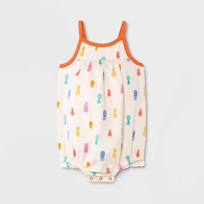 Image of Baby Girls' Pineapple Romper - Cat & Jack™ Off-White 3-6M