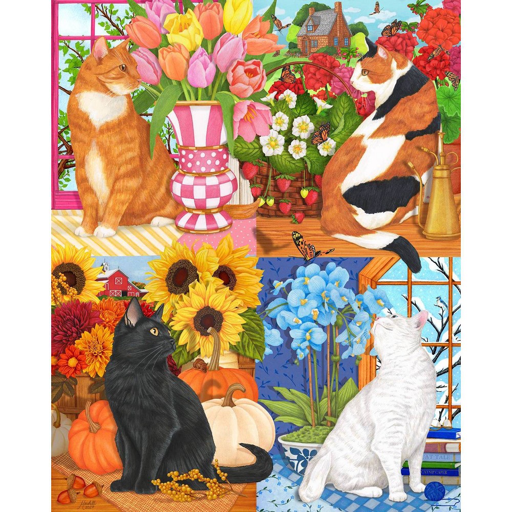 Photos - Jigsaw Puzzle / Mosaic Springbok Four Seasons of Cats Jigsaw Puzzle - 1000pc: Cardboard Animals Theme, Enhances Memory & Fine Motor Skills 