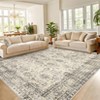 Vintage Machine Washable Rug for Living Room Non-Slip Non-Shedding Distressed Floral Printed Indoor Carpet - 3 of 4