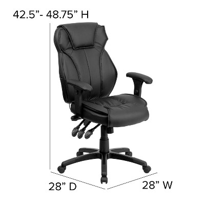 Black High Back Leather Executive Swivel Office Chair with Adjustable Arms